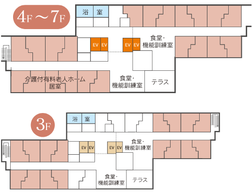 部屋タイプ1（3F～7F）フロアーマップ2